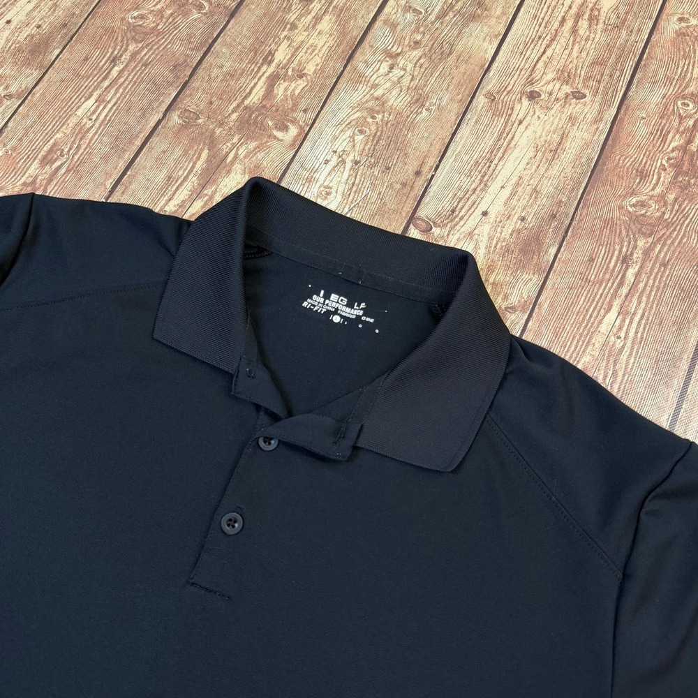 Nike Dri Fit Polo Shirt Mens Large Black Short Sleeve Tour Performance